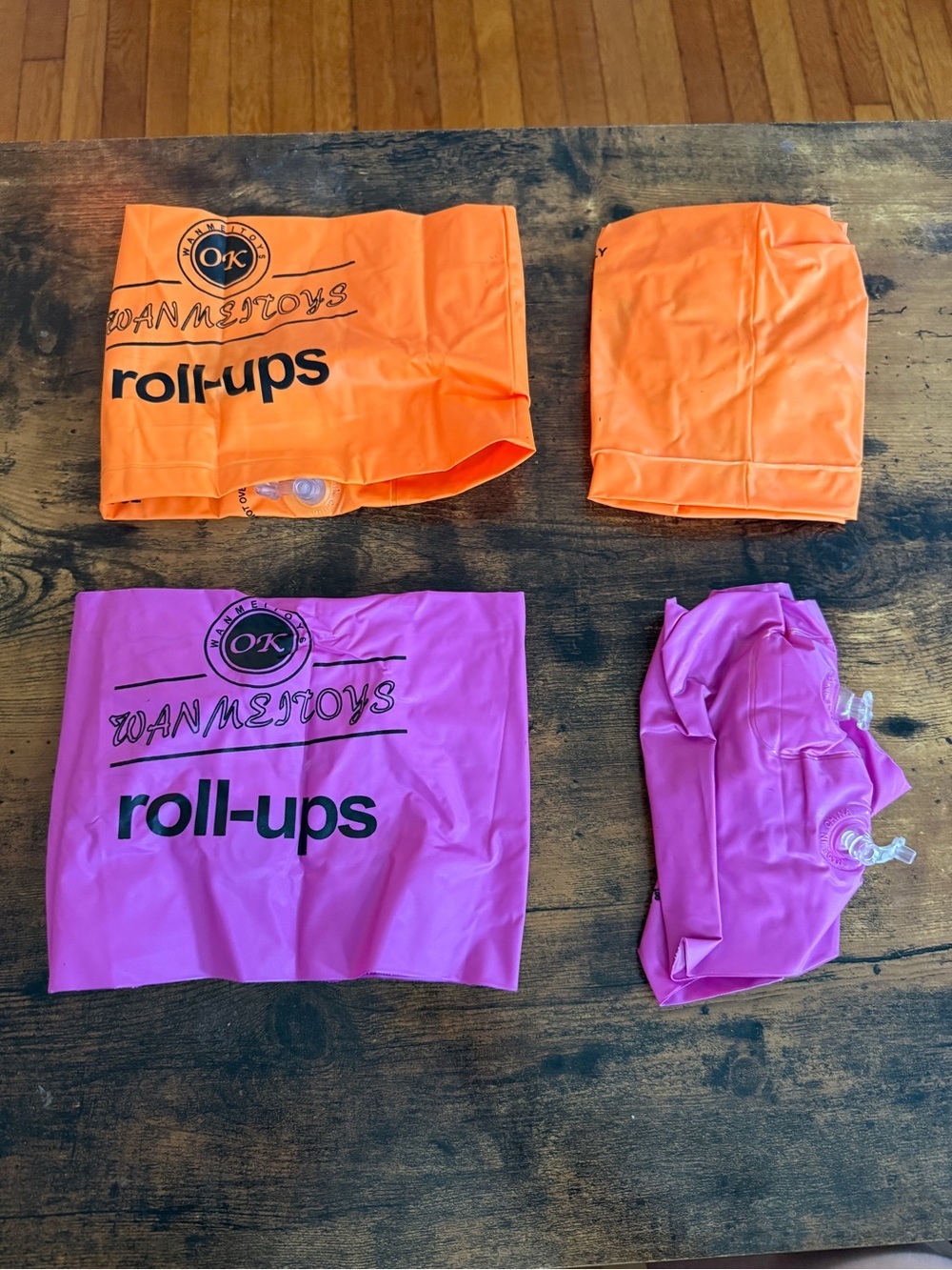 WANMSTOYS Roll-Ups Swim Arm Bands in Orange & Pink